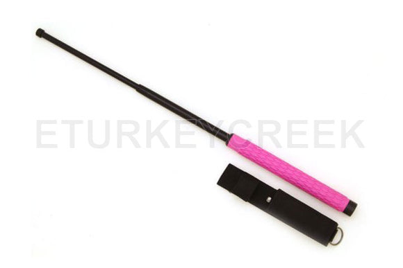 26 Inch Solid Steel Expandable Baton Pink Rubber Grip SKU BT-26PK