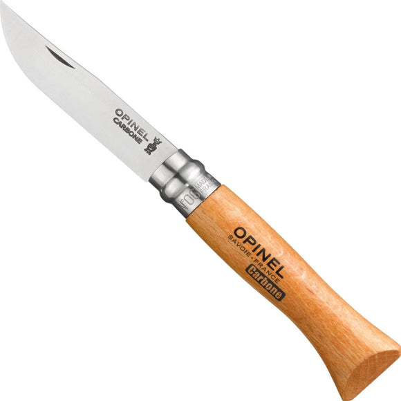 Opinel No.6 Carbon Steel Folding Knife Beechwood SKU 113060