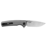 Zero Tolerance Button Lock Knife Stonewash CPM-S45VN Stainless-Steel Drop Point Blade/Silver Bead Blast Titanium Handle SKU 0044