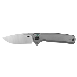 Zero Tolerance Button Lock Knife Stonewash CPM-S45VN Stainless-Steel Drop Point Blade/Silver Bead Blast Titanium Handle SKU 0044