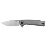 Zero Tolerance Button Lock Knife Stonewash CPM-S45VN Stainless-Steel Drop Point Blade/Silver Bead Blast Titanium Handle SKU 0044
