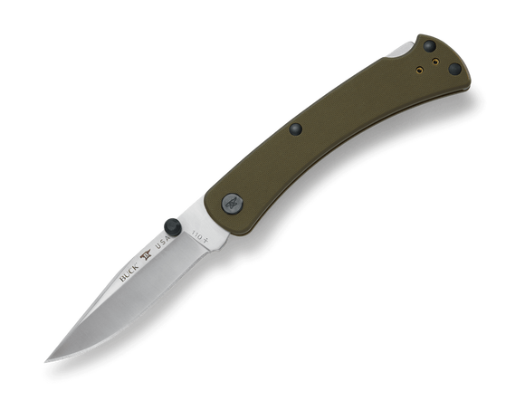 Buck 110 Slim Pro TRX Lockback Knife OD Green G-10 SKU 0110BKS3-B