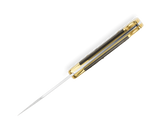 Buck 110 Automatic Folding Knife w/Leather Sheath 420HC Stainless-Steel/Ebony Wood Handle with Brass Bolsters SKU 0110BRSA-B