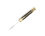 Buck 112 Folding Ranger Lock Back Knife w/Leather Sheath 420HC Stainless-Steel Blade/Ebony Handle with Brass Bolsters SKU 0112BRS-B