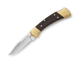 Buck 112 Folding Ranger Lock Back Knife w/Leather Sheath 420HC Stainless-Steel Blade/Ebony Handle with Brass Bolsters SKU 0112BRS-B