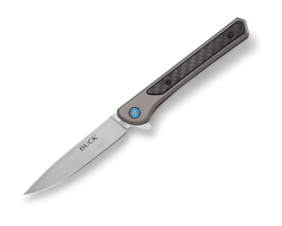 Buck Cavalier Frame Lock Knife 7Cr SS Blade/Alum. w/ Carbon Fiber Handle SKU 0264GYS-B