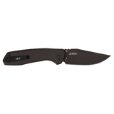 Kershaw Zero Tolerance 0512 Automatic Knife Black Cerakote CPM Cru-Wear Steel Blade/Tan Micarta Front Bronze Titanium Back Handle SKU 0512