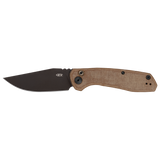 Kershaw Zero Tolerance 0512 Automatic Knife Black Cerakote CPM Cru-Wear Steel Blade/Tan Micarta Front Bronze Titanium Back Handle SKU 0512