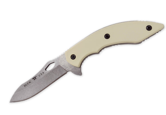 Buck 877 Maverick White Nylon Handle Fixed Blade W/Sheath SKU 0770BO-B