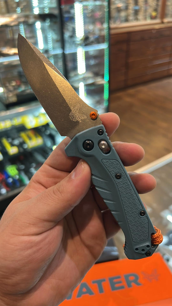 Benchmade Mini Adira MagnaCut Axis Lock Knife Blue Grivory SKU 18065