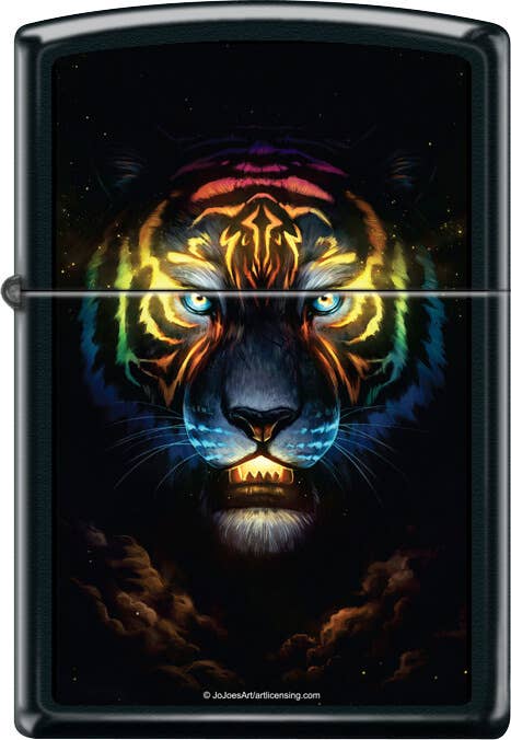 Color soul Tiger by: JoJoe Black Matte Zippo Lighter