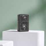 Zippo Marble Flame High Polish Black Windproof Lighter