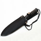 The Bone Edge 10.5" Black Blade Survival Hunting Knife w/Sheath SKU 5814