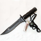 The Bone Edge 10.5" Black Blade Survival Hunting Knife w/Sheath SKU 5814