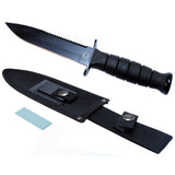 Defender-Xtreme 10.5" Hunting Knife w/Sheath & Sharpener Black Steel Blade/Black Handle SKU 5752