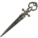 Renaissance Scissors Dagger 10.5" Dark Silver Handle w/Sheath SKU 6932