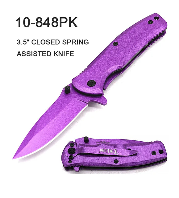 ElitEdge Spring Assist Knife Purple SS/Purple SS Handle SKU 10-848PK
