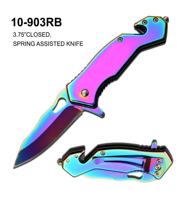 Spring Assist Rescue Knife Rainbow SS/Rainbow SS SKU 10-903RB