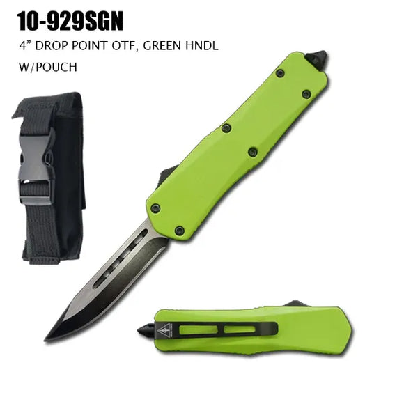 OTF Automatic Knife Black Stainless Steel Blade/Green Handle SKU 10-929SGN