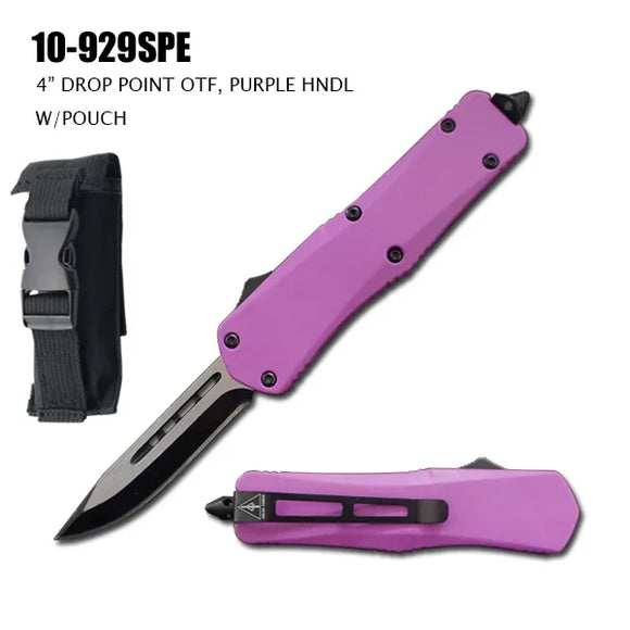 OTF Automatic Knife Black Stainless Steel Blade/Purple Handle SKU 10-929SPE