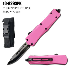 OTF Automatic Knife Black Stainless Steel Blade/Pink Handle SKU 10-929SPK