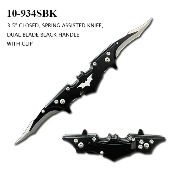 Twin Blade Spring Assisted Bat Knife SKU 10-934SBK