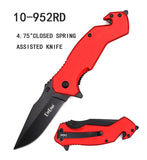 EliteEdge Spring Assist Rescue Knife Black Stainless-Steel Blade/Red Aluminum Handle SKU 10-952RD