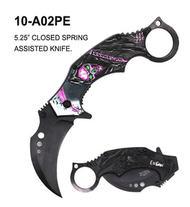 ElitEdge Spring Assisted Karambit Knife Grim Reaper Purple SKU 10-A02PE