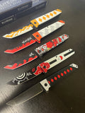 Spring Assisted Tanto Folding Knife Black & Red Blade/3D Printed Anime Samurai ABS Handle SKU 10-A102WOR