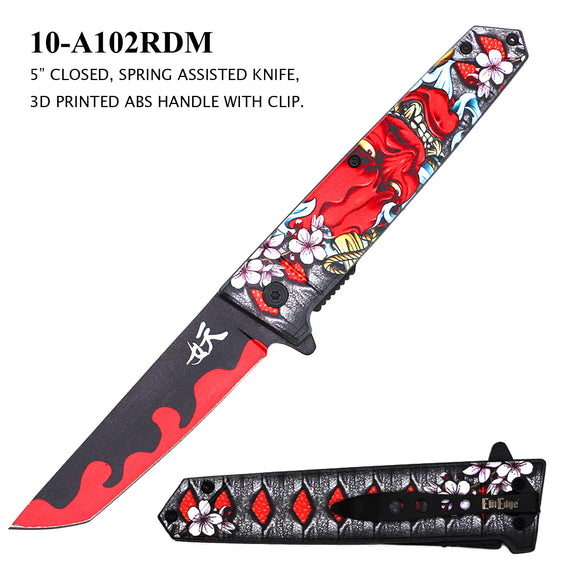 Spring Assisted Tanto Japanese Style Folding Knife SKU 10-A102RDM