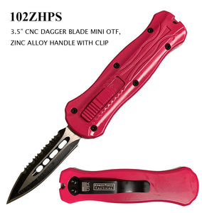 Mini OTF Automatic Knife CNC 2MM Stainless Steel Blade/Hot Pink Zinc Alloy SKU 102ZHPS