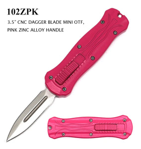Mini OTF Automatic Knife CNC 2MM Stainless Steel Blade/Pink Zinc Alloy SKU 102ZPK