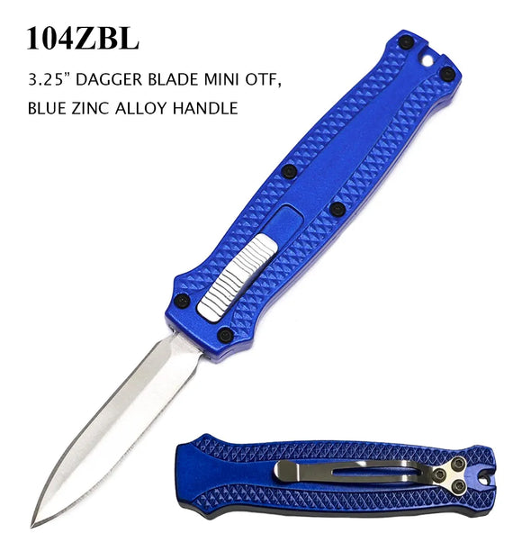Mini OTF Automatic Knife Stainless Steel Blade/Blue Zinc Alloy SKU 104ZBL