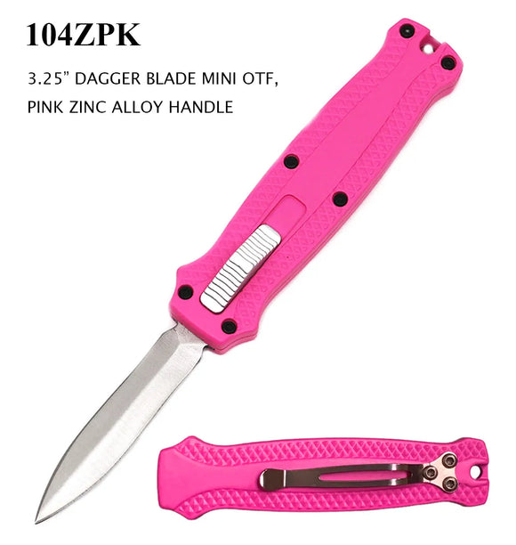 Mini OTF Automatic Knife Stainless Steel Blade/Pink Zinc Alloy SKU 104ZPK