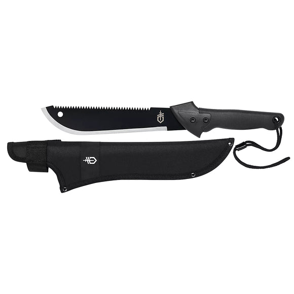 Gerber Gator Junior Machete w/Sheath Black Finish Dual Saw & Fine Edge High Carbon Stainless Blade/Black Gator Grip Handle SKU 31-000926N/G0926