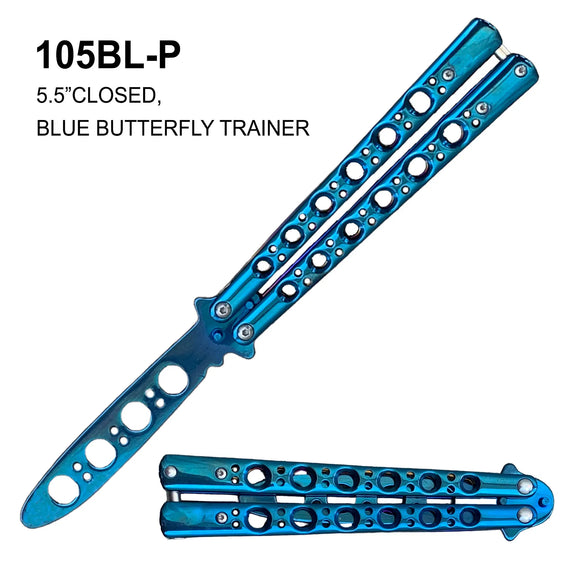 All Blue Butterfly Training Knife TI-Coated Stainless Steel SKU 105BLP