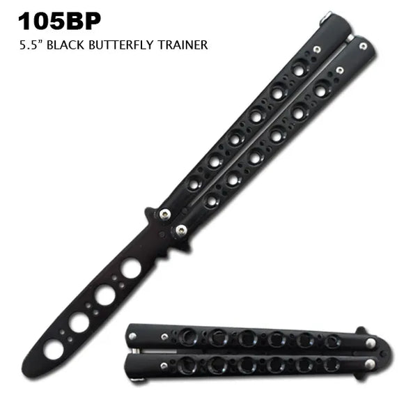 All Black Butterfly Training Knife Stainless Steel SKU 105BP