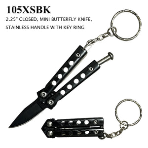 Mini Butterfly Knife Keychain Black Blade/Black Handle SKU 105XSBK