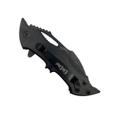 EliteEdge Spring Assist Bat Knife Black SS Blade/Black Bat Shape ABS Handle SKU 10-A86BK