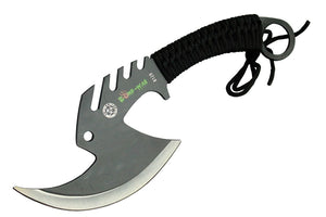 Zomb-War Tactical Full Tang Axe Black Stainless-Steel/Black Cord Wrap Handle w/Sheath 11.5" Overall SKU 8128
