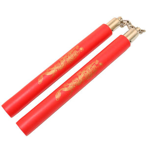 12" Foam Nunchaku Dragon Design w/ball bearing chain SKU 802-RED