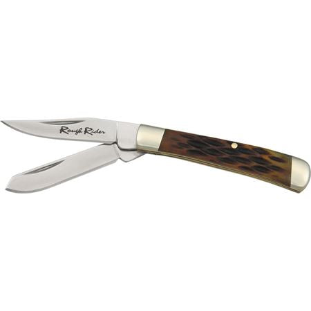 Rough Rider Tiny Trapper Folding Pocket Knife Amber Bone SKU RR807