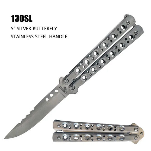 Butterfly Knife Stainless-Steel Blade/Stainless-Steel Handle w/Holes SKU 130SL