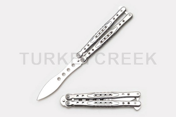 Snake Eye Tactical Training Butterfly Knife Silver SKU PK-1336SLSL