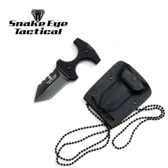 Snake Eye Tactical Neck Knife Black 3CR13 SS/Black G10 Handle Kydex Sheath 3.5