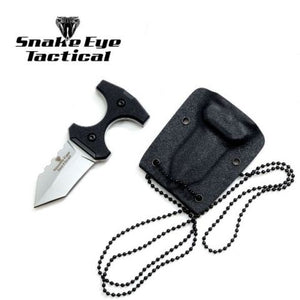 Snake Eye Tactical Neck Knife Silver 3CR13 SS/Black G10 Handle Kydex Sheath 3.5" Overall SKU HK-132BKS