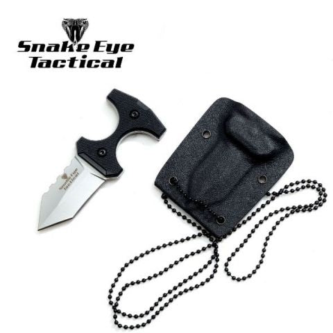 Snake Eye Tactical Neck Knife Silver 3CR13 SS/Black G10 Handle Kydex Sheath 3.5