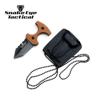 Snake Eye Tactical Neck Knife Black 3CR13 SS/Tan G10 Handle Kydex Sheath 3.5" Overall SKU HK-132TN