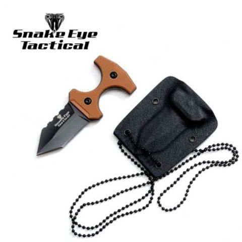 Snake Eye Tactical Neck Knife Black 3CR13 SS/Tan G10 Handle Kydex Sheath 3.5