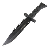 Hunt-Down Tactical Hunting Knife w/Sheath 13.5" Overall Black 3CR13 Stainless-Steel Blade/Black ABS Handle